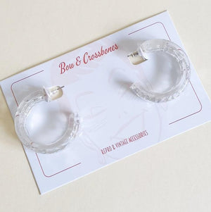 Grace Lucite confetti hoop earrings - celestial silver