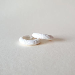 Etta Tropical Carve Hoop Earrings - White
