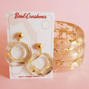 Grace Lucite confetti earrings - Gold thread