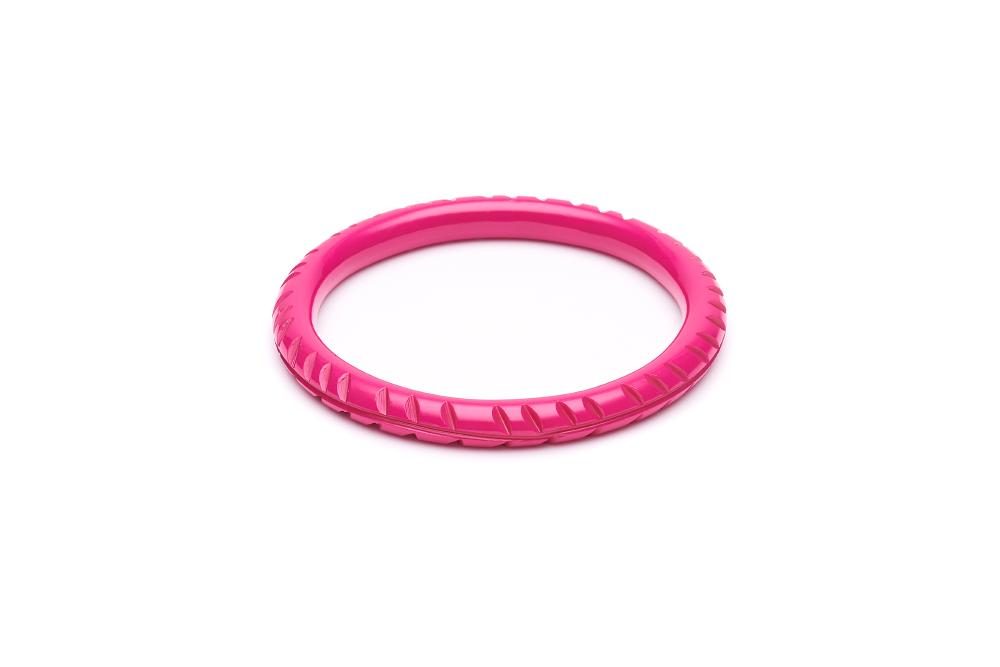 Narrow Iris Pink Heavy Carve Fakelite Bangle