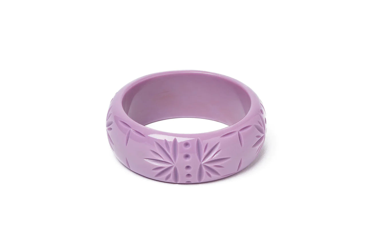 Wide Heather Heavy Carve Fakelite Bangle