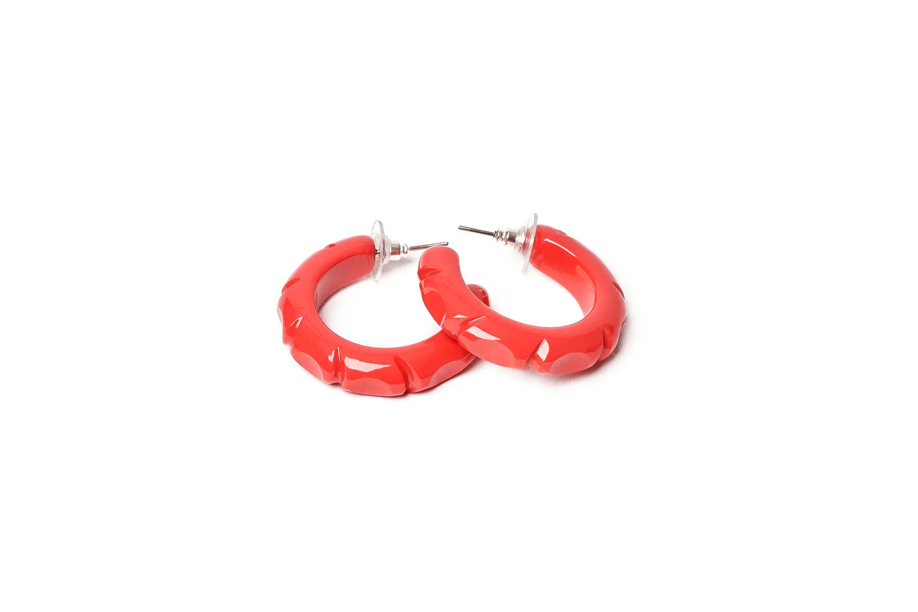 Hibiscus Heavy Carve Fakelite Hoop Earrings