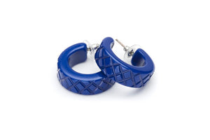 Indigo Fakelite Heavy Carve Hoop Earring