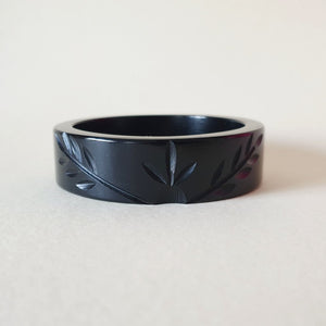 Ivy Vines Carved Bangle - Black