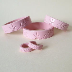 Ivy Vines Hoop Earrings - Pale Pink