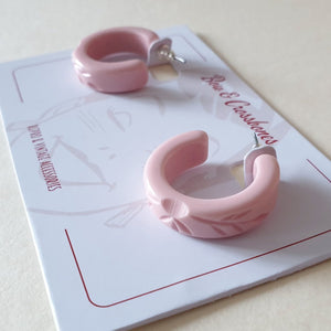 Ivy Vines Hoop Earrings - Pale Pink