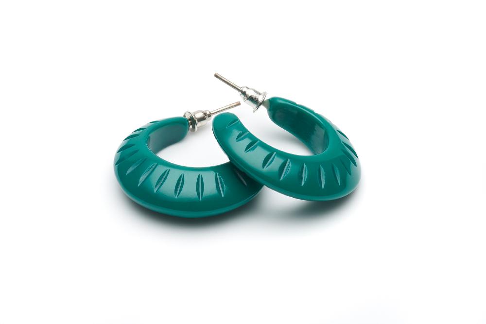 Jade Green Fakelite Hoop Earring
