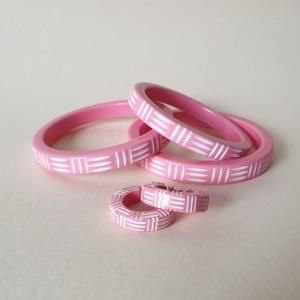 Kane Wicker carved 2 tone bangle - Candyfloss pink