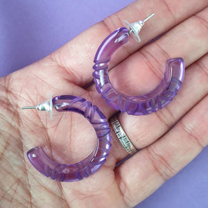 Krystal Prystal Hoop Earrings - Purple