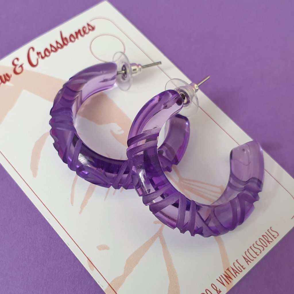 Krystal Prystal Hoop Earrings - Purple