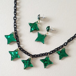 Lola Confetti Starburst Necklace - Green