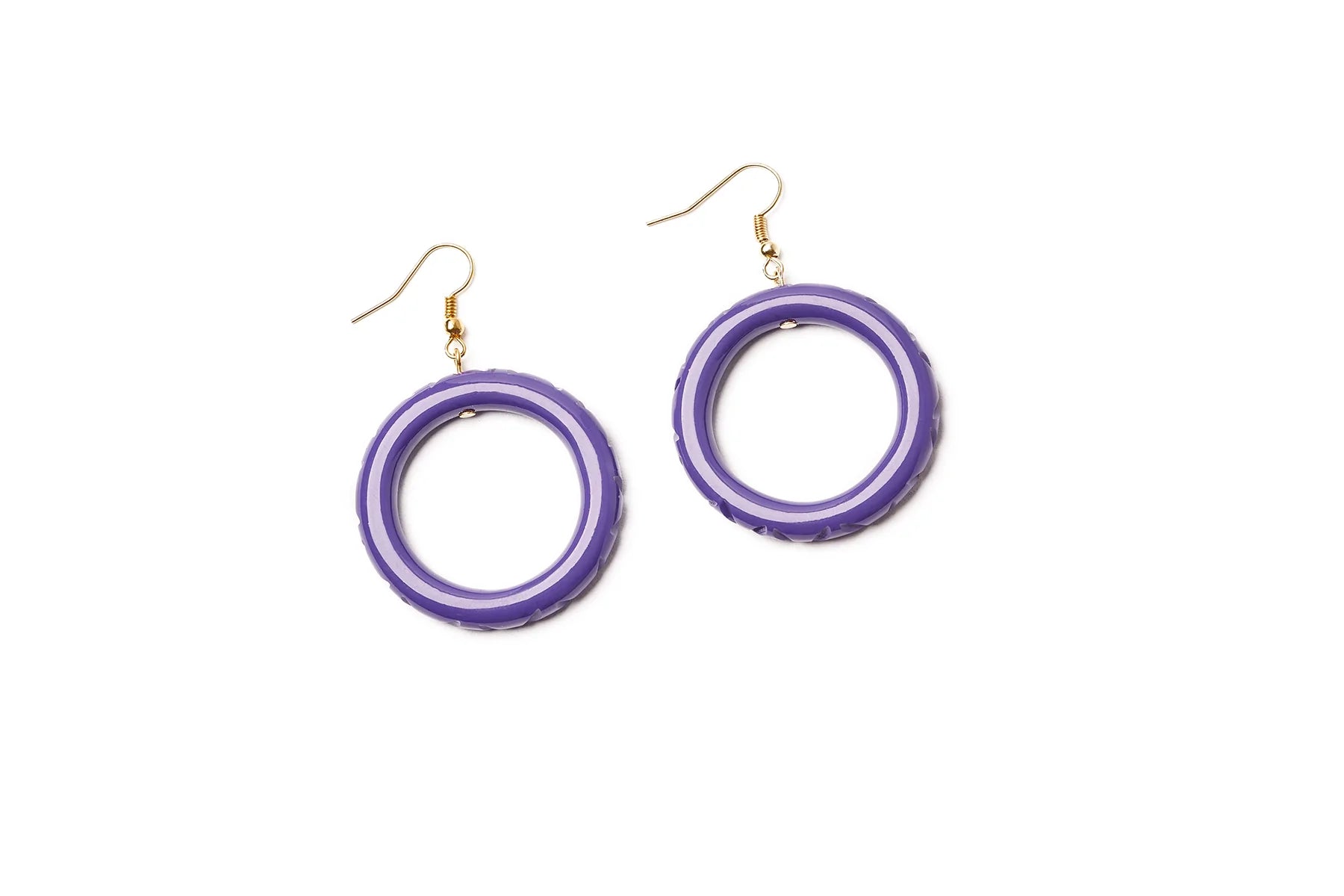 Paradise Heavy Carve Fakelite Drop Hoop Earrings