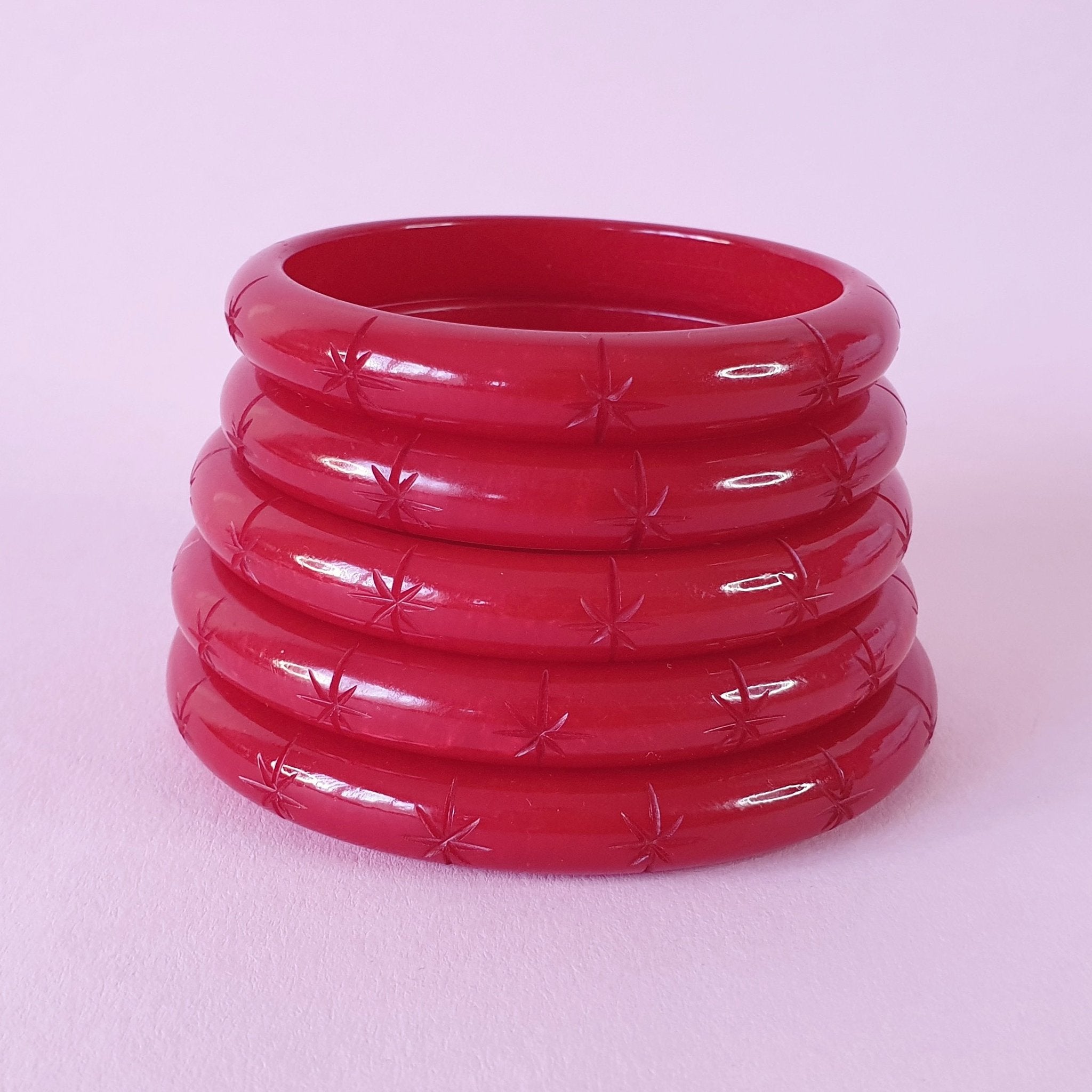 Lucie Starburst Bangle -  Pearl Red