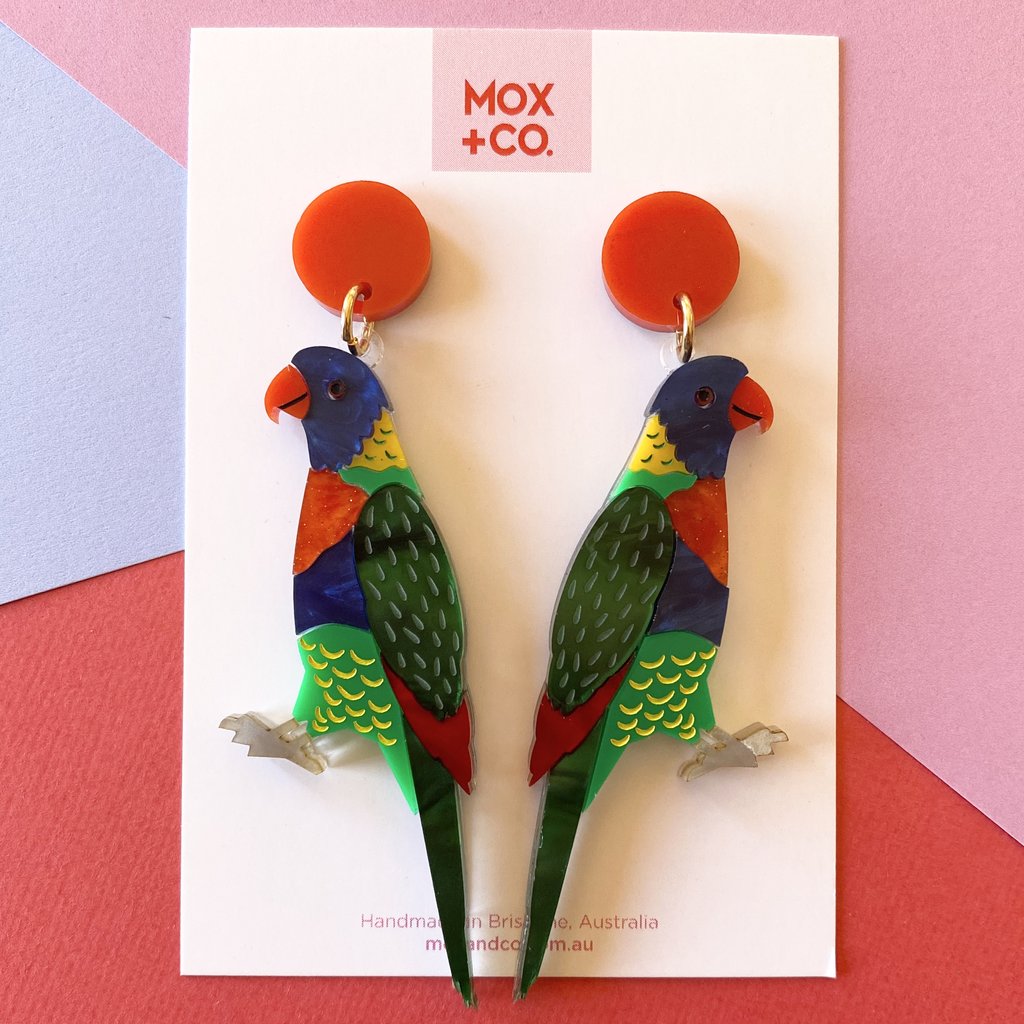 Rainbow Lorikeet Dangle Earrings