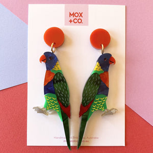 Rainbow Lorikeet Dangle Earrings