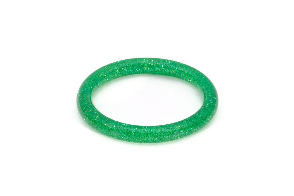 New Narrow Leaf Green Glitter Bangle by Splendette