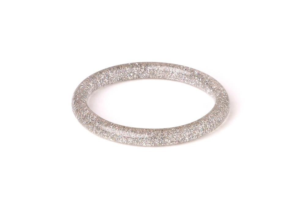 Narrow Silver Glitter Bangle