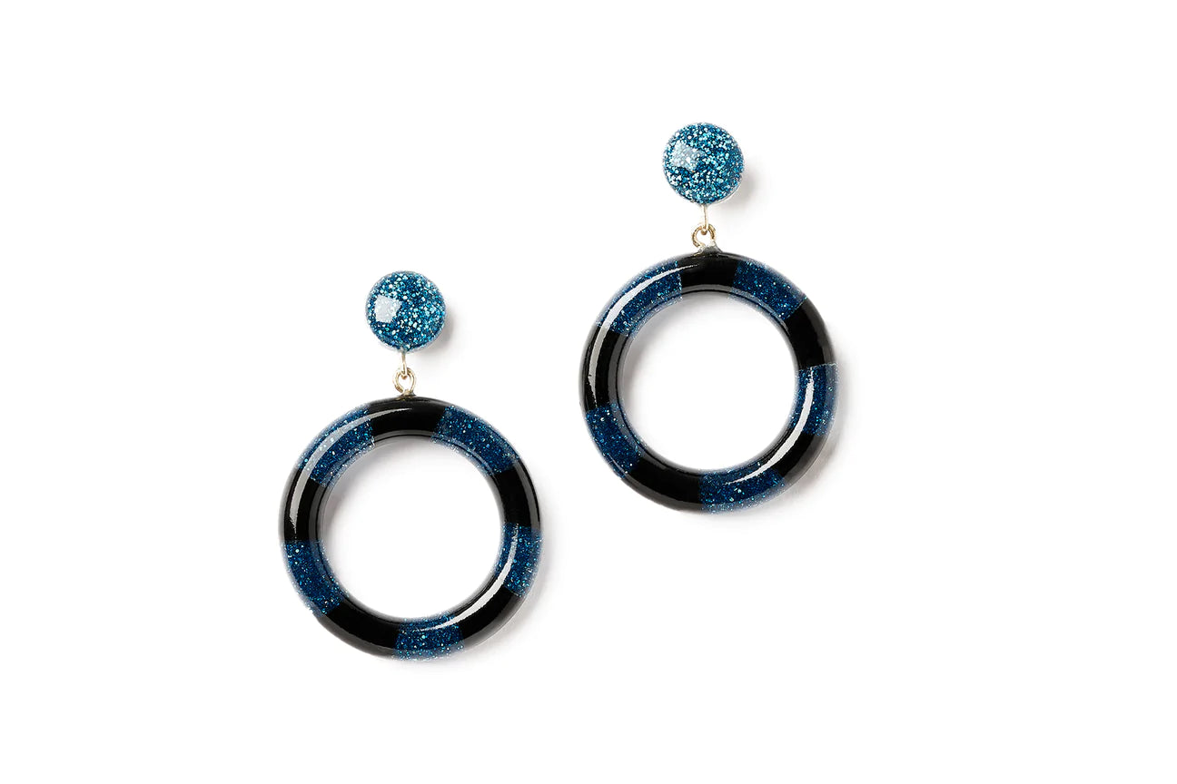 Teal and Black Candy Stripe Earrings