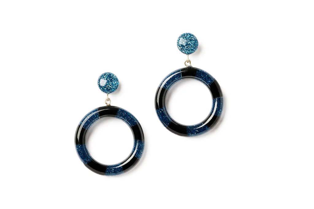Teal and Black Candy Stripe Earrings