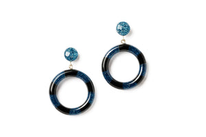 Teal and Black Candy Stripe Earrings