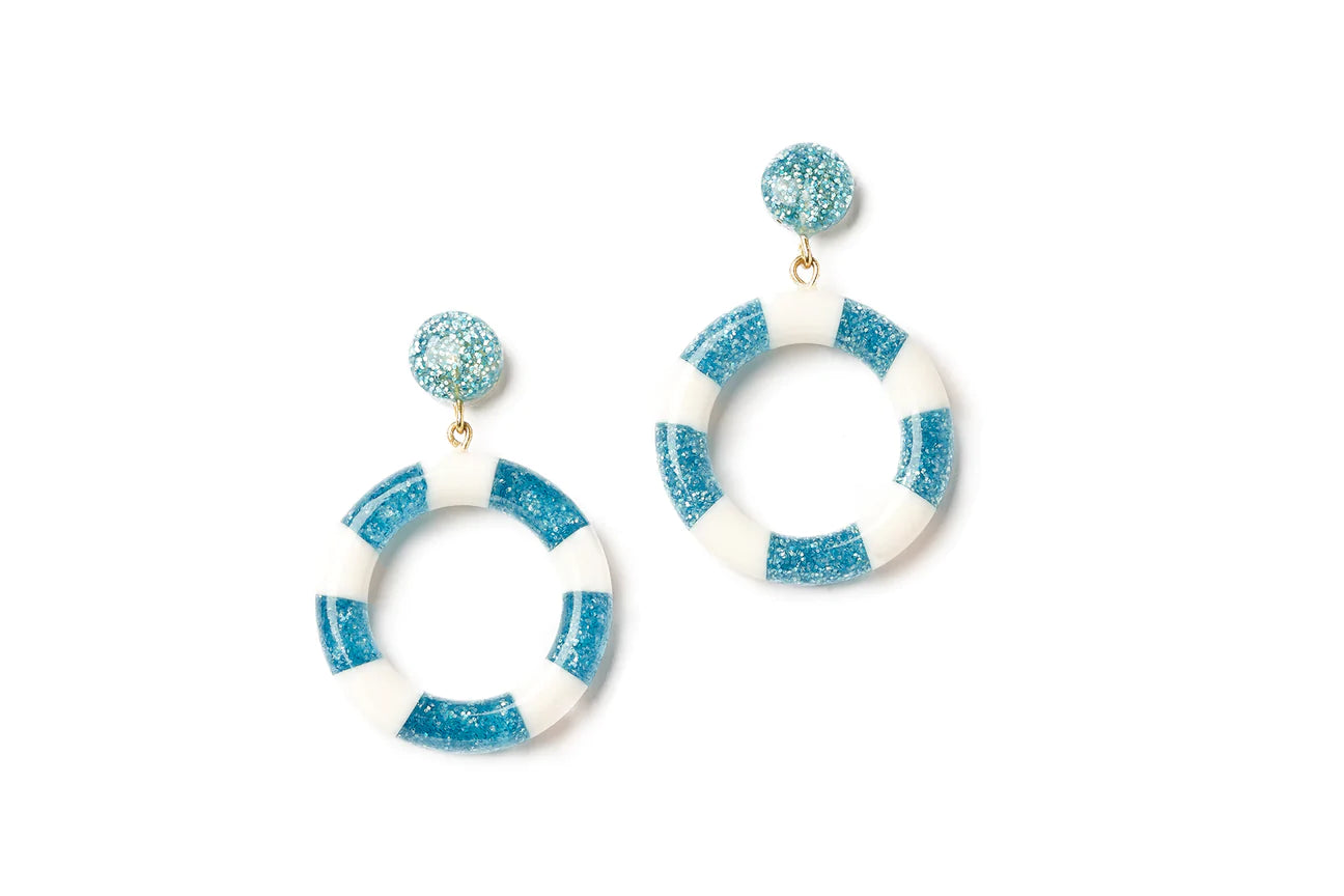 Turquoise and White Candy Stripe Earrings