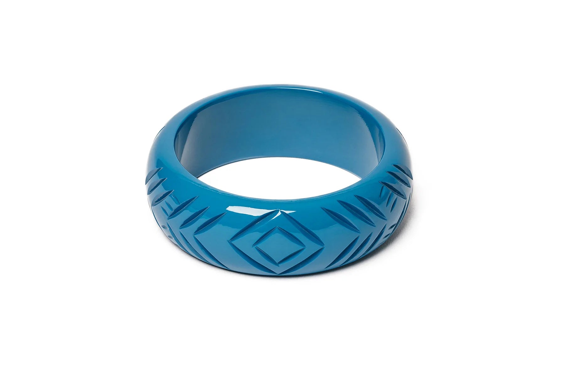 Wide Peacock Heavy Carve Fakelite Bangle