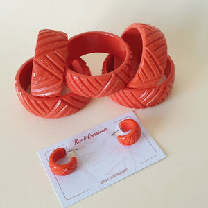 Bark Hoop Earrings - Terracotta