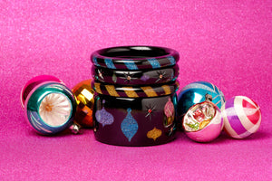 Teal and Black Candy Stripe Earrings