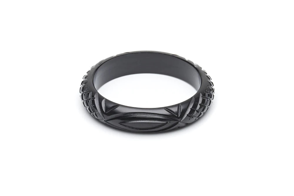 Midi Black Heavy Carve Fakelite Bangle