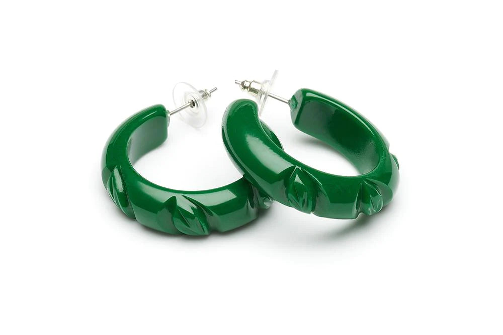 Forest Heavy Carve Fakelite Hoop Earrings