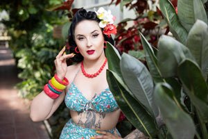 Hibiscus Heavy Carve Fakelite Hoop Earrings
