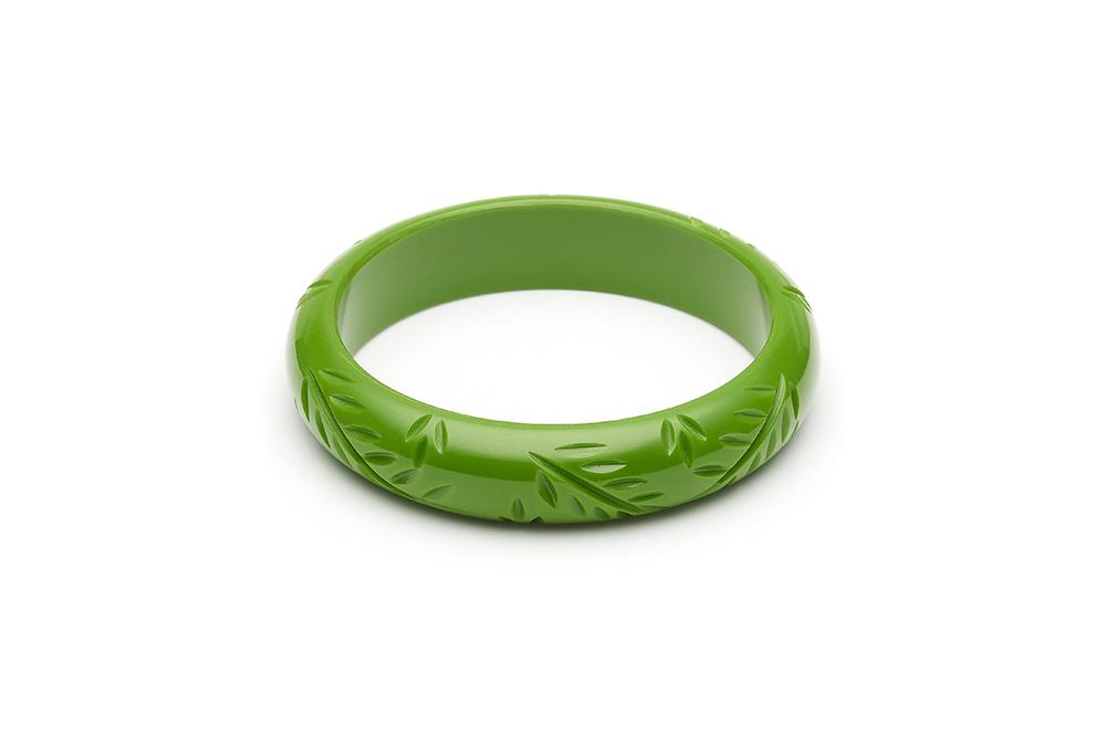 Midi Leaf Green Carved Fakelite Bangle