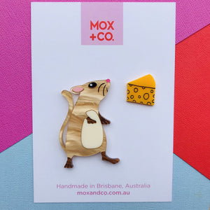 Mouse and Cheese Brooch Set