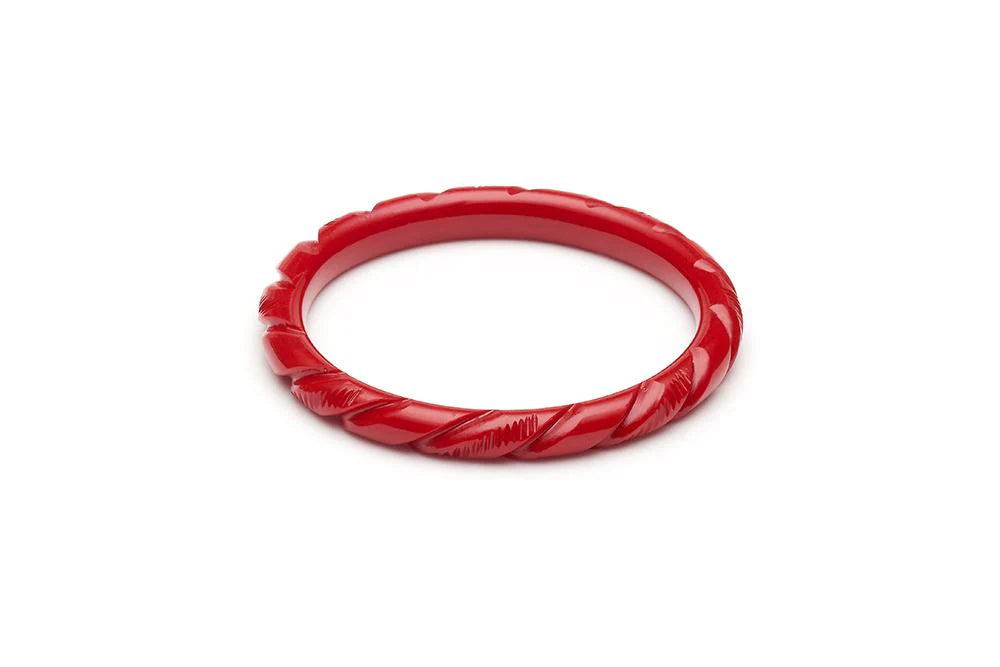 New Narrow Red Heavy Carve Fakelite Bangle