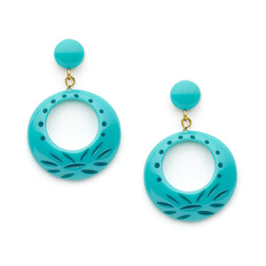 Nymph Carved Drop Hoop Earrings