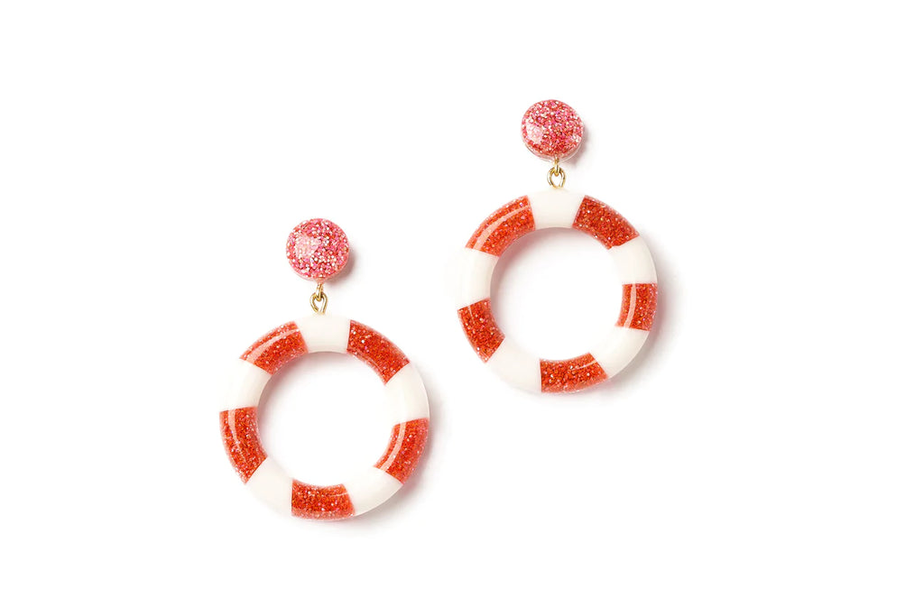 Pale Pink and White Candy Stripe Earrings