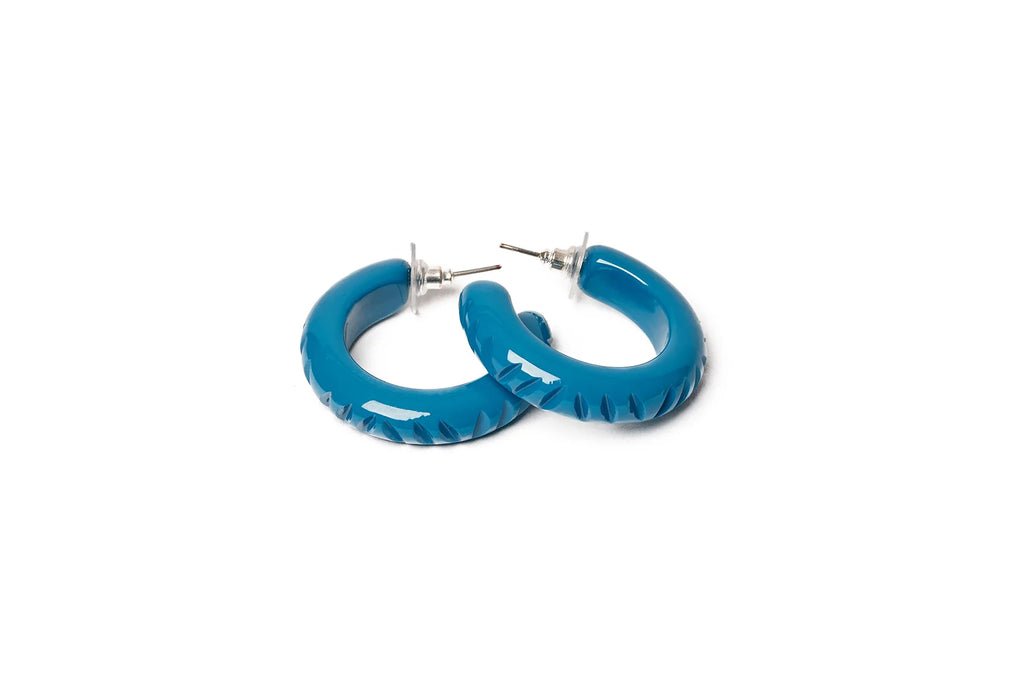 Peacock Heavy Carve Fakelite Hoop Earrings