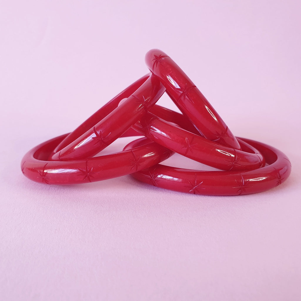 Lucie Starburst Bangle -  Pearl Red