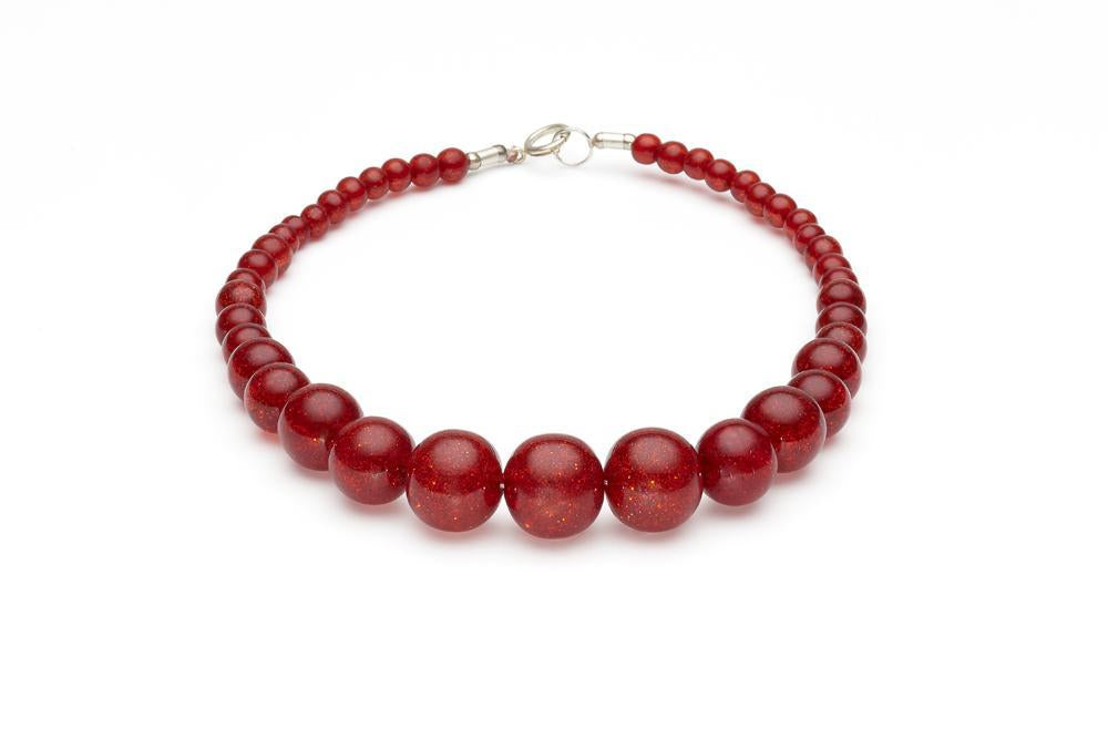 New Red Glitter Bead Necklace