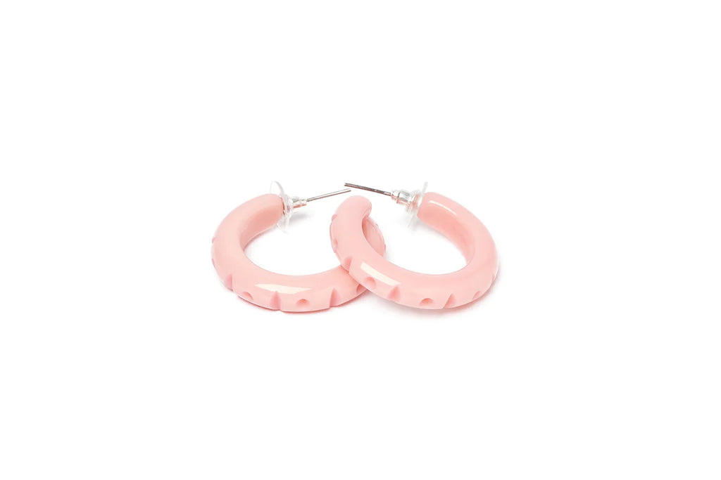 Shell Heavy Carve Fakelite Hoop Earrings