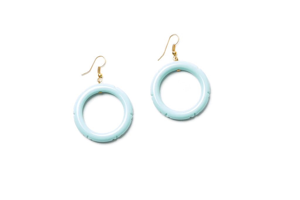 Surf Heavy Carve Fakelite Drop Hoop Earrings