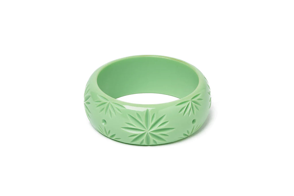 Wide Tea Heavy Carve Fakelite Bangle