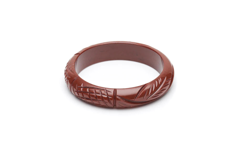 Midi Tobacco Heavy Carve Fakelite Bangle