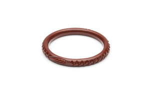 Narrow Tobacco Heavy Carve Fakelite Bangle