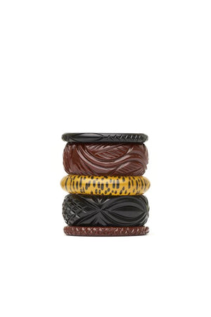 Wide Tobacco Heavy Carve Fakelite Bangle