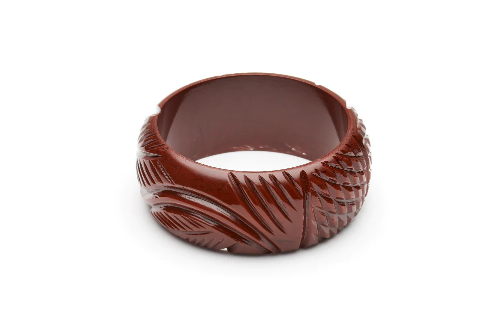 Wide Tobacco Heavy Carve Fakelite Bangle