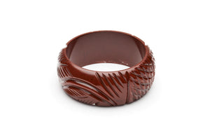 Wide Tobacco Heavy Carve Fakelite Bangle