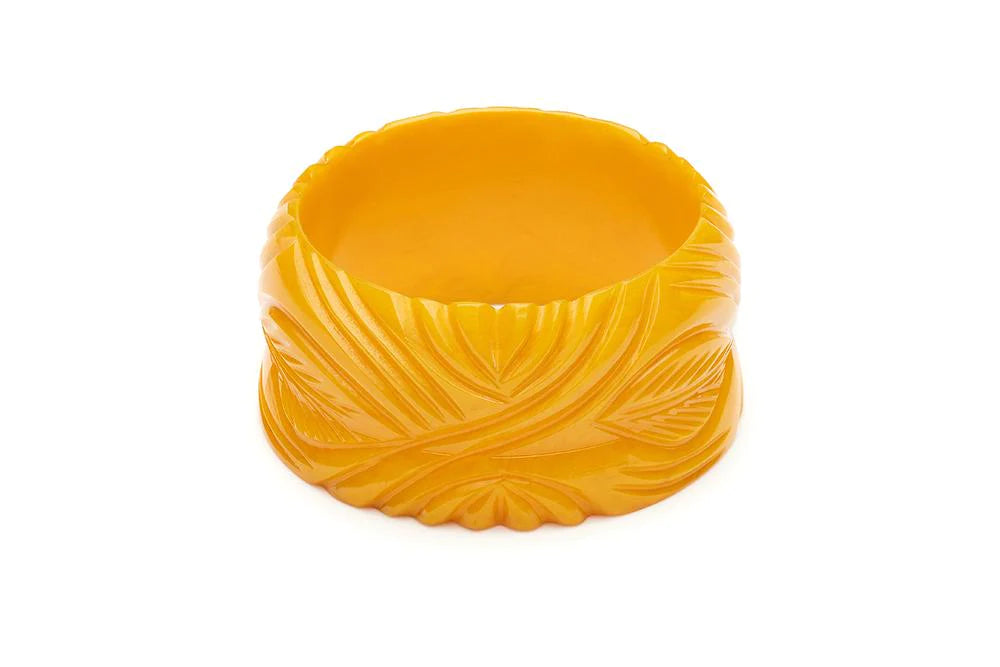 Wide Yolk Heavy Carve Fakelite Bangle